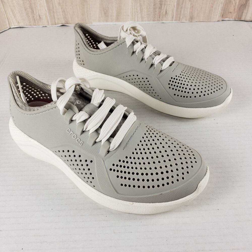 Crocs LiteRide 360 Pacer Mens Grey Lace Up Sneakers Shoes Sz W6